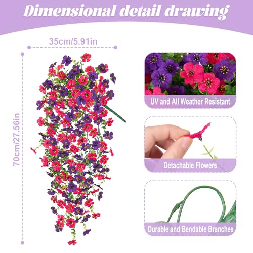 Fake Artificial Hanging Flowers for Outdoors Decoration, 2 PCS Faux UV Resistant Artificial Outdoor Flowers, Fake Plants Look Real Daisy No Fade Spring Decor for Porch Home Patio Balcony and Yard - color: Hanging Flower (Light Purple)