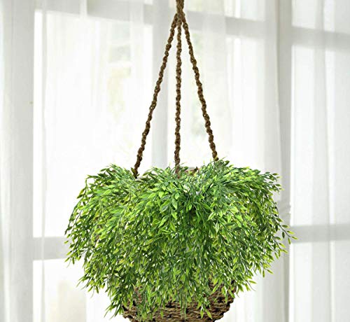 Artificial Weeping Willow, Plastic Plants Greenery Leaves Fake Hanging Vine Faux Ivy Garland UV Resistant for Home Indoor Outdoor Garden Door Wall Baskets Wedding Party Table Decor Decoration - 8 Pcs - color: Weeping Willow-8 Pcs