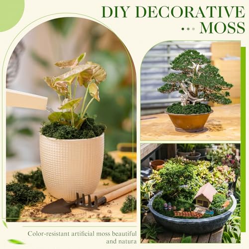 Dingion 24.7oz Fake Green Moss for Crafts, Artificial Faux Moss Bulk for Wedding Party Decor, Table Centerpieces, DIY Floral Decorative Arrangements, Fairy Gardens, Indoor Outdoor Use(Dark Green) - color: Dark Green