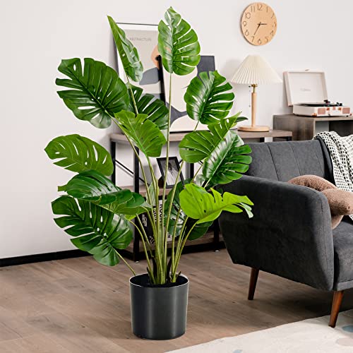 BestComfort 4.9 Feet Artificial Monstera Deliciosa Tree, Decorative Indoor House Fake Plant, Artificial Leafy Tree Faux Potted Indoor Floor Plant for Home Office Decor BComfort-10014-HZ - color: Monstera 4.9ft