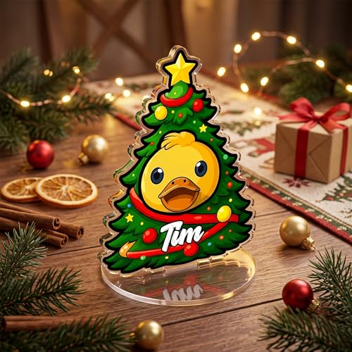 Custom Duck Acrylic Standee Personalized Name & Costume Funny Duck Desktop Christmas Village Signs, Duck Decor Gift for Christmas Decorations (Christmas Duck) - color: Christmas Duck