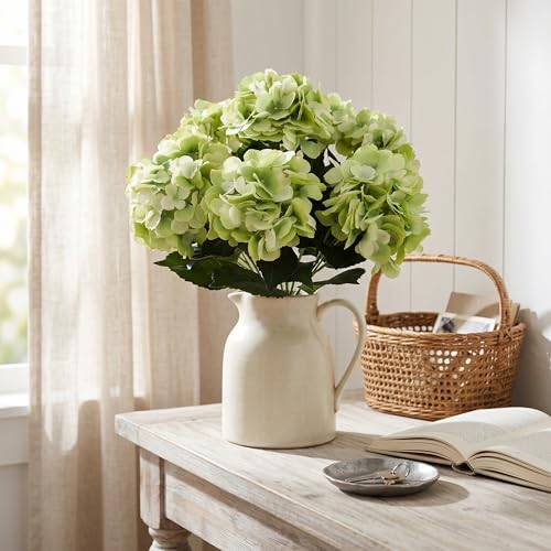 Larksilk Hydrangea Artificial Flowers - Faux Hydrangea Flowers - Home Decor, Easter Decorations, Spring Decor - Floral Centerpieces for Tables - 20" Floral Stems, Green, 3 Pieces - color: Green, size: Pack of 3