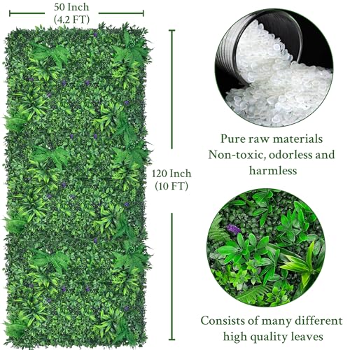 ODTORY Artificial Greenery Wall Panels: 50'' x 120'' UV-Anti Faux Greennery Grass Wall Privacy Backdrop Fence Screen for Garden Fence Covering Privacy, Outdoor Indoor Home Decor - size: 50 X 120 IN