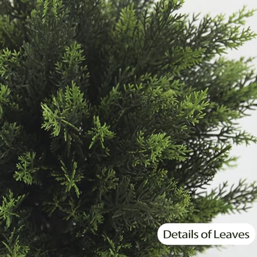 26.1inch Artificial Topiary Tree Set of 2 Beautiful Realistic Faux Cedar Pines Christmas Trees UV Rated Fake Shrubs for Front Porch Faux Plants Indoor and Outdoor Decor - color: Cedar-ball