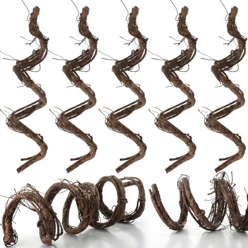 Suncalla 5 Pcs Artificial Bendable Tree Branches for Decoration Fake Trunk Garland Twigs Leaves Cherry Blossom Grape Vines for Wall Hanging Front Door Reptile Habitat Decoration (35in,Original) - color: Original, size: 35in