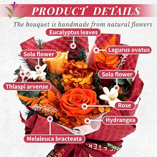 VTJMB Flowers for Delivery Prime, Preserved Flower Bouquet with Box, Birthday Dried Flowers Gift for Women, Mothers Day Gifts for Mom, Wife, Grandma, Friends - color: Red
