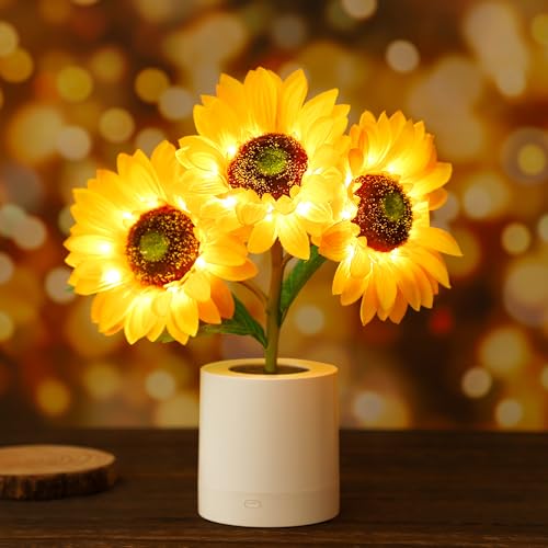 WSYEAR Sunflower Gifts for Women-Sunflowers Flower Lamp Night Light for Bedroom Decor,Valentines Day Birthday Gifts for Her Mom Wife Friends Girlfriend Teacher Grandma - color: SUNFLOWER