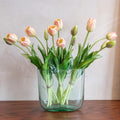 Artificial Tulips Flowers,Soft Touch Latex Bouquet, Fake Tulips,Spring Wedding Home Room Table Centerpiece Decor - color: 15pcs Champagne Set(no Vase)