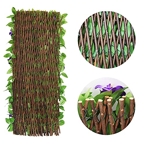 Expandable Fence Privacy Screen for Balcony Patio Outdoor,Decorative Faux Ivy Fencing Panel,Artificial Hedges (2, Purple Flower) - color: Purple Flowers