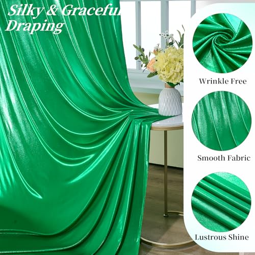 20ftx10ft Green Sequin Backdrop Curtain for Parties, Wrinkle Free Thick Glitter Sparkle Photo Backdrop Drapes 4 Panels 5x10FT Shimmer Back Drop Cloth for Wedding Birthday Photography Background - color: Green, size: 5'W×10'H _4 Panels