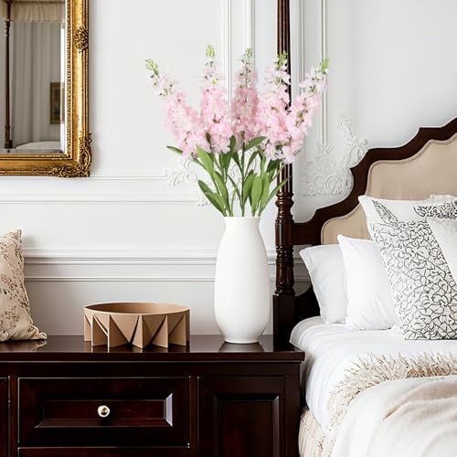 Light Pink Delphinium Artificial Flowers 5PCS Silk Flowers with Stems Snapdragon Long Stem for Tall Vase Home Wedding Centerpieces Decor (Light Pink) - color: Light Pink