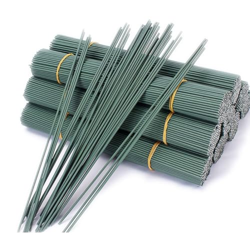 100Pcs 14 Gauge Iron Wire Sticks for Flower Stem Making, DIY Artificial Floral Arrangements, Bridal Bouquet Stem Wrapping, Sturdy Plant Stand Support and Home Craft Projects (12 Inch/30cm, Green) - size: 12 Inch /30 cm
