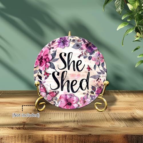 Vintage She Shed Round Metal Sign She Shed Decor Rustic Wreath Wall Decoration for Home Kitchen Garden Women Cave Indoor Outdoor Home Porch Window Decor 8 Inch - color: Thanksgiving 11, size: 8 inches