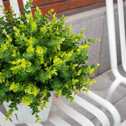 Artificial Flowers for Outdoors, 12 Bundles UV Resistant Realistic Fake Flowers for Outside Porch Patio Planter, Not-Fading Plastic Fake Plants for Home Garden Porch Decoration,Green - color: Green