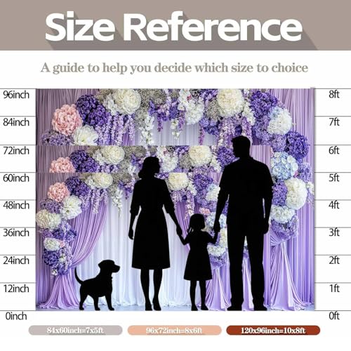 5 x 3 ft Flower Photo Backdrop Floral Purple Photography Background White Curtain Spring Wedding Baby Shower Girl Princess Birthday Party Supplies Photo Studio Props - color: Purple02, size: 5X3FT