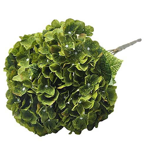 2Bouquets Artificial Fake Flowers Plants Silk Hydrangea Arrangements Wedding Bouquets Decorations Plastic Floral Home Kitchen Garden Party Festival Bar DIY(Olive Green,5 Flower Heads) - color: Olive Green,5 Flower Heads