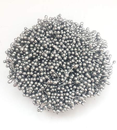 1800 Pcs 1.5mm Mini Pearl Double Heads Flower Stamen Pistil Handmade Artificial Flowers Wedding Party Home Decoration DIY Christmas Scrapbook Accessories Silver - color: Silver