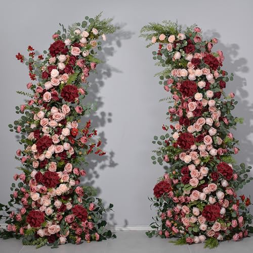 WEISPARK 100PCS Artificial Hydrangea Flowers, Fake Flowers Silk Hydrangea Full Flowers Heads with Stems for Wedding Home Party Shop Baby Shower Decor (Burgundy) - color: Burgundy