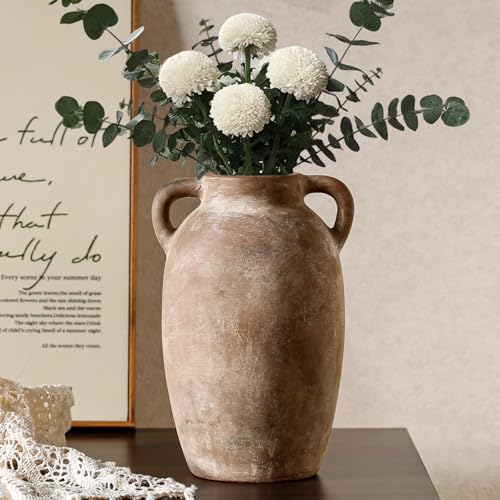 Brown Ceramic Vase-Boho Decorative Vase,Terracotta Tall Vases Decorative Pottery are Suitable for Decorating Living Rooms,Kitchens,and Bedrooms. - color: Brown