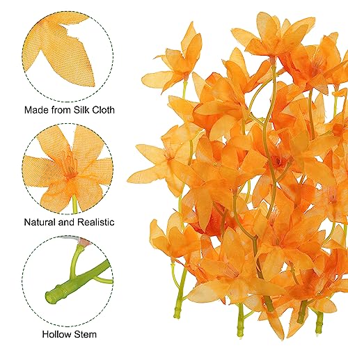 PATIKIL 7 Inch Artificial Orchid Flower, 24 Pcs Floating Candles Simulation Flower Cylinder Vase Fillers for Home Wedding Decoration, Orange - color: Orange