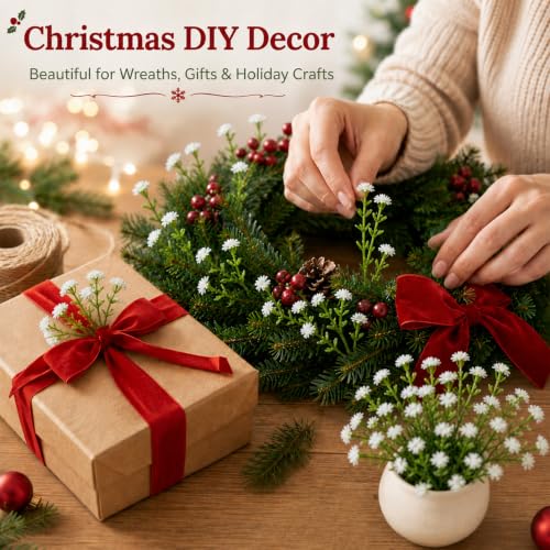 RAINFLOW Babys Breath Artificial Flowers Bulk - 100PCS Mini Flowers for Decoration Scrapbook Supplies Flower Garland Wedding Decorations for Reception Bouquet Accessories Home Decor(All White, 3.7In) | 100PCS Mini Flowers, Wedding Decorations, Bouquet Acc