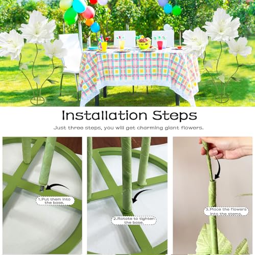 Giant Flowers Big Artificial Decorations, Large Fake Flower Arrangements Faux Floral Decor for Home Office Wedding Reception Birthday Party Photography Props Shop Window Displays Banquet, White - color: White