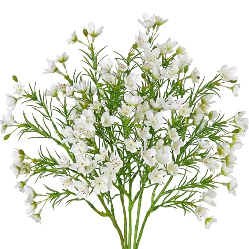 5PCS 18 inch Artificial Flowers Silk Spring Wildflowers Summer Flower Bouquet for Home Wedding Party Table Centerpieces Floral Arrangements, White - color: White