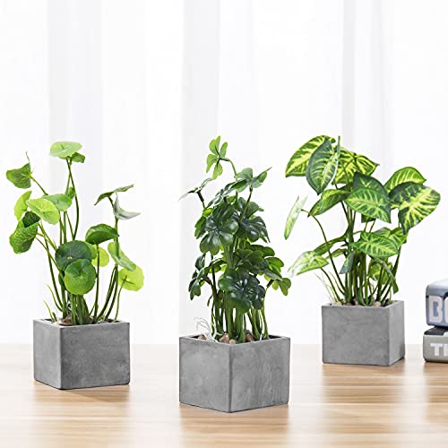 MyGift Artificial Plants Indoor, Set of 3 Small Fake Potted Plants, Faux House Plant for Home Decor - color: Grey
