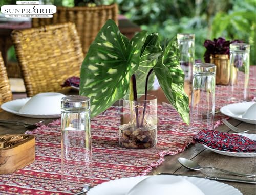 SUNPRAIRIE Tropical Artificial Plant in Clear Pot with Artificial Water, Wide Arrowhead Leaves. Faux Plants Indoor and Outdoor