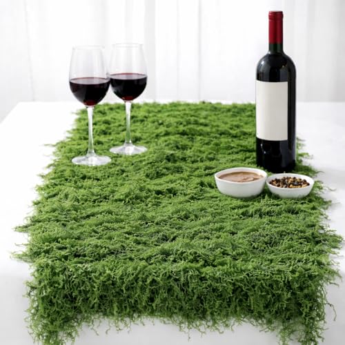 Fake Moss Table Runner for Crafts 19.68×78.74 inch Artificial Moss Sheet Roll Waterproof Carpet Blanket for Wall Roof Garden Wedding Birthday Party Table Decoration - color: Light Green- 19.68×78.74 Inch/0.5×2 M