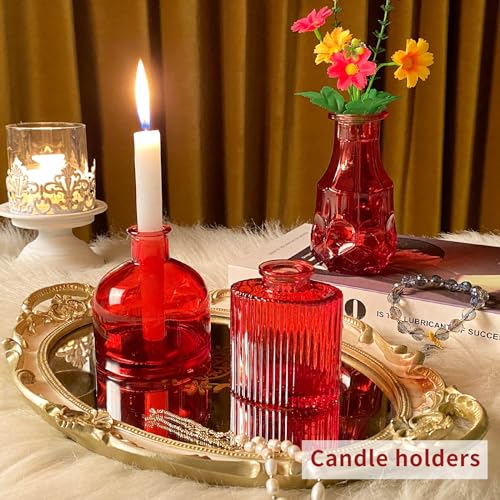 Glass Bud Vases Set of 30 pcs for Wedding,Home Decor,and Events,Mini Vases for Centerpieces and Gifts,Ideals for Candle Holders,Diffuse Bottles,Plant hydroponics Stations(Wine Red) - color: Wine Red, size: 30 pcs