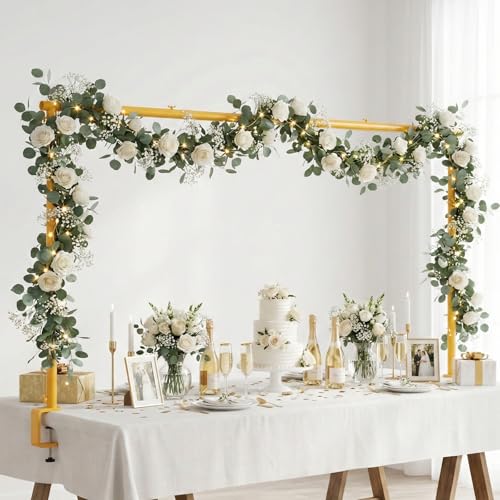 Adjustable Over The Table Arch Stand with Clamps - Heavy Duty Metal Balloon Table Rod for Wedding, Birthday, Halloween, Christmas Decorations -8FTx4FT Indoor & Outdoor Party Decor Frame - size: 8x4FT
