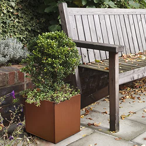 Corten Steel Planter Box Metal Planters Square Outdoor Steel Planter Cube Rustic Planter 16 Inch for Commercial Residential Garden Patio and Backyard - color: Rust, size: 16" L x 16" W x 16" H
