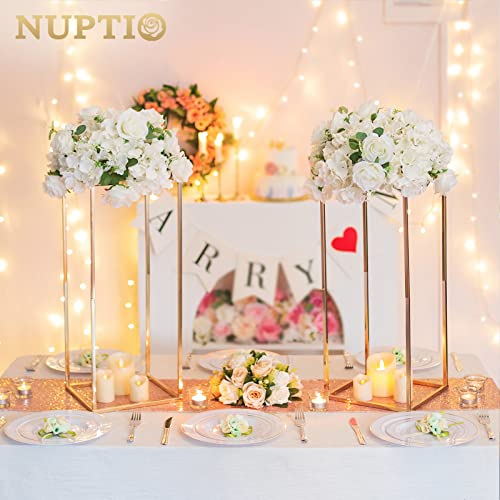 NUPTIO Flower Balls for Wedding Centerpieces - 10 Pcs 14.2 inch Diameter Fake Flower Ball Arrangement Bouquet Party Centerpieces for Tables - White Rose Bouquet Centerpiece Flowers for Wedding Table - color: White, size: 14.2" Diam - 10 PCS
