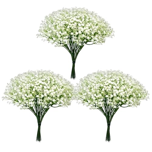 Babys Breath Artificial Flowers Bulk, 60 Pcs Faux Gypsophila for Wedding Bouquets, Bridal Decor, Home Decor – Realistic Long-Lasting Fake Flowers, Bendable Stems, 8.4oz, 11.5 Inch White - size: 60Pcs