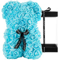 DuHouse Rose Bear Rose Teddy Bear Flower Gift Black Box for Valentines Gifts Anniversary Christmas,Birthdays Bridal Showers -Fully Handmade 10 inch Flower Bear Clear Gift Box (Baby Blue) - color: Baby Blue