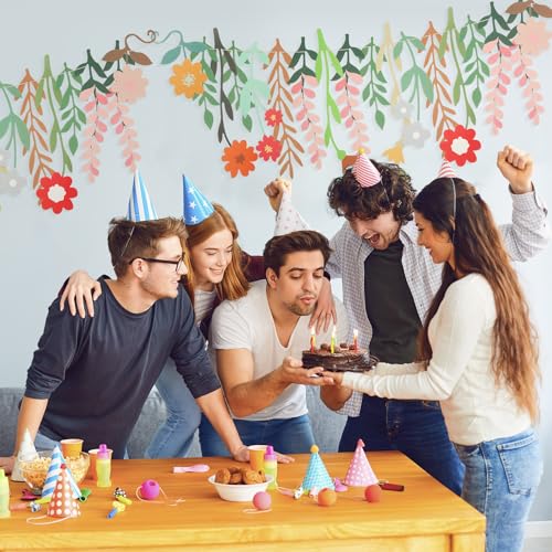 Yeaqee 2 Pcs Flower Banner Garland Cute Double-Sided Waterproof Spring Floral Birthday Party Decoration Paper Backdrop for Wedding Baby Shower(Wildflower,Colorful) - color: Colorful, style: Wildflower