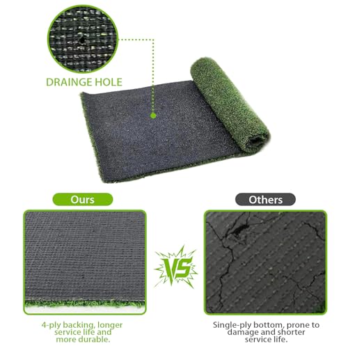 Artificial Grass Turf Lawn,4X8ft Artificial Synthetic Fake Grass,0.6" Pile Height,Indoor Outdoor Garden Grass Carpet,Patio Balcony Lawn, Astro Turf Rug Dogs Pet,Golf Training Mat,Dark Green - size: 4FTX8FT