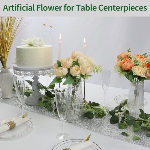 12 Packs Champagne Peonies Artificial Flowers Bulk for Centerpiece | Realistic Silk Flowers, Wedding Decoration, Home Table Centerpiece, DIY Bouquet - color: Champagne