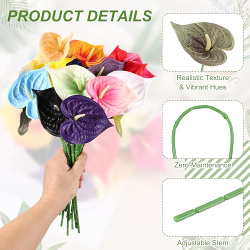 uxcell 4Pcs 11inch Artificial Anthurium Lily Flowers, Permanent Flower Bouquet for Home Arrangements Wedding Festival Decoration Crafts Store Decor Accessories, Grass Green - color: Grass Green