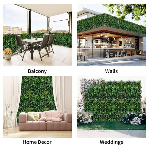 Grass Wall Panels, 12 PCS 10" x 10" Artificial Outdoor Privacy Panels UV-Protected Sun Proof Greenery Wall Backdrop, Boxwood Hedge Grass Wall Green Decor for Garden Party Wedding