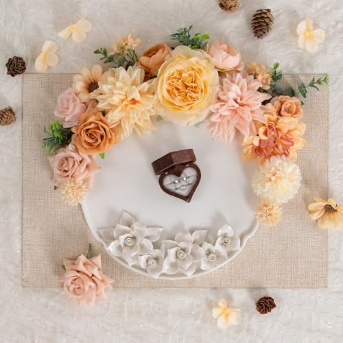 TINGE TIME Fake Flowers Artificial Flowers Peonies Bulbous Chrysanthemum Daisy Hydrangea Sunflower Violets Dahlia Daffodils Epiphyllum Orchid Cherry Blossom Camellia Leyaron (Blush & Champagne) - color: Blush & Champagne