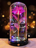Mothers Day Flowers Gifts for Mom Women Birthday Gift, Rechargeable Galaxy Glass Rose in Glass Dome Forever Crystal Rose Flower Anniversary Mothers Day Roses Gifts for Daughter Wife Women Grandma Pink - color: Usb-d Pink