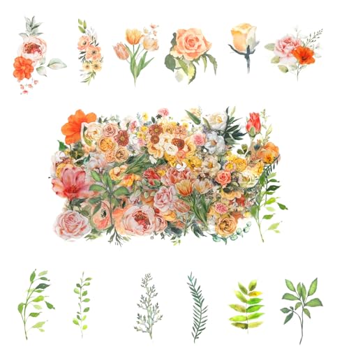 100 Pcs Natural Botanical Flower Stickers, Wildflower Stickers for Scrapbooking Junk Journal Notebook Diary Planner Letter Envelope Water Bottle Phone Case Craft Decoration (Wildflower) - color: Wild
