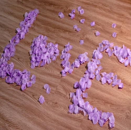 SITUMEIZI 1500PCS Artificial Silk Rose Petals Wedding Party Decoration,Purple Rose Petals for Romantic Night for Her Set Flowers Petals Fake Rose Marriage Proposals Decor - color: Purple, size: 1500