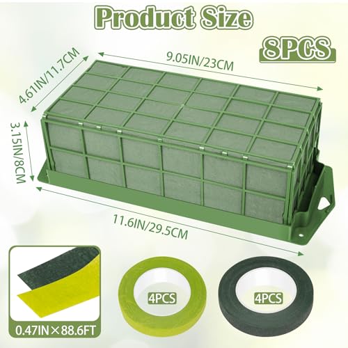 8PCS Floral Foam Cage, Flower Cage Holder, Dry and Wet Rectangle Flower Arrangement, Hangable Green Blocks Floral Foam Cages for Artificial Flesh Flower Wedding Holiday, Home, Garden Party Decorations - size: 8 PCS