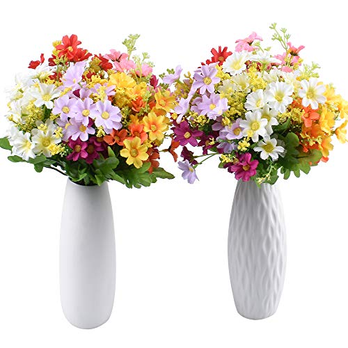 XONOR 10 Bouquets Artificial Flowers Fake Silk Daisy Plants for Indoor Home Wedding Party Decoration, Assorted Colors Daisy for Spring Summer Decoration - color: Daisy