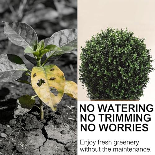 26" H x 18" W Artificial Boxwood Topiary Ball – Realistic UV-Resistant Artificial Shrub with Weighted Pot, Set of 2 – Indoor/Outdoor Year-Round Green Décor for Porch, Garden, Patio - size: 26" Boxwood