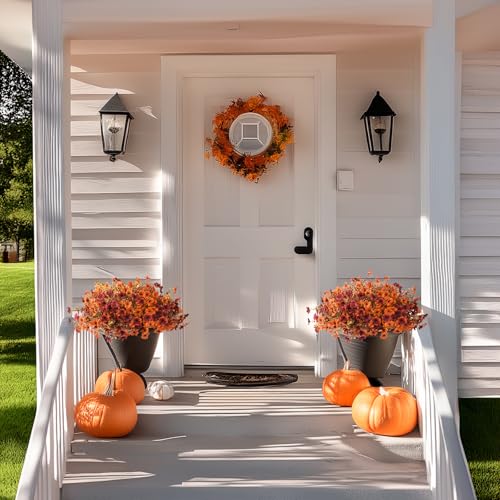 INQCMY Artificial Fake Fall Plants Flowers for Outdoor Outside Decoration,12 Bundles Faux Silk Daisy Flowers UV Resistant Look Real No Fade for Front Door Porch Patio Yard Balcony Autumn Decor - color: Orange Brown, size: 12 PCS