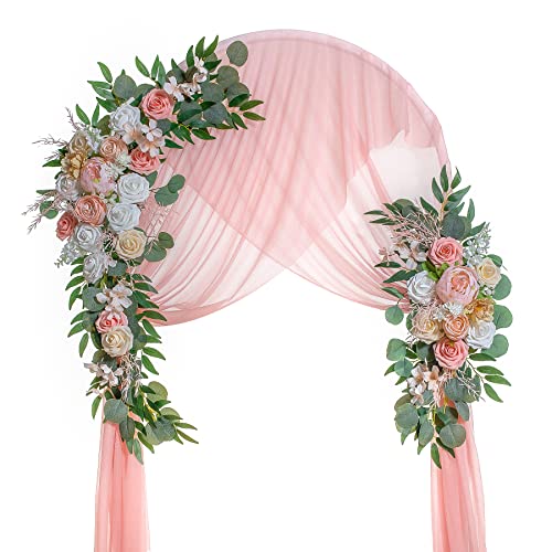 Lisuun Wedding Arch Flowers, Artificial Flowers for Decoration, Large Flower Swag for Boho Styles Wedding Ceremony Floral Decor - Pack of 2 - color: Fleshy Pink